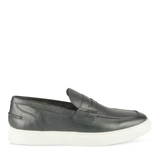 Mocassins NOIR Homme CUIR Motif Uni A Enfiler