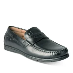 Mocassins NOIR Homme CUIR Motif Uni A Enfiler