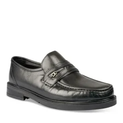 Mocassins NOIR Homme CUIR Motif Uni A Enfiler
