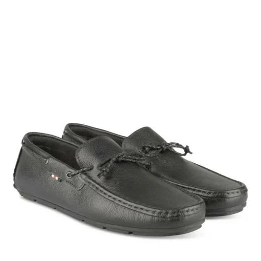 Mocassins NOIR Homme CUIR Motif Uni Lacets