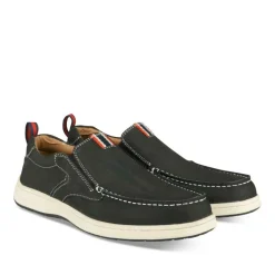 Mocassins NOIR Homme CUIR Motif Uni A Enfiler
