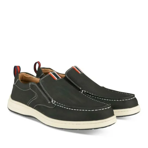 Mocassins NOIR Homme CUIR Motif Uni A Enfiler