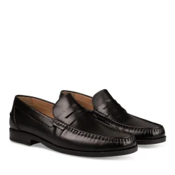 Mocassins NOIR Homme CUIR Motif Uni A Enfiler