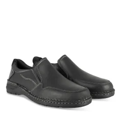 Mocassins NOIR Homme CUIR Motif Uni Elastique