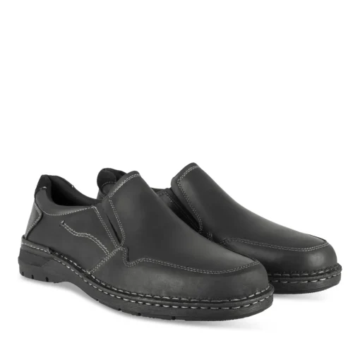 Mocassins NOIR Homme CUIR Motif Uni Elastique