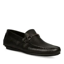 Mocassins NOIR Homme CUIR Motif Uni A Enfiler