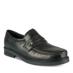 Mocassins NOIR Homme CUIR Motif Uni A Enfiler