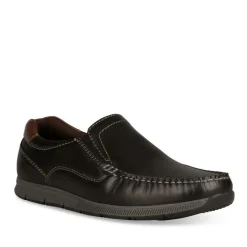 Mocassins NOIR Homme CUIR Motif Uni A Enfiler