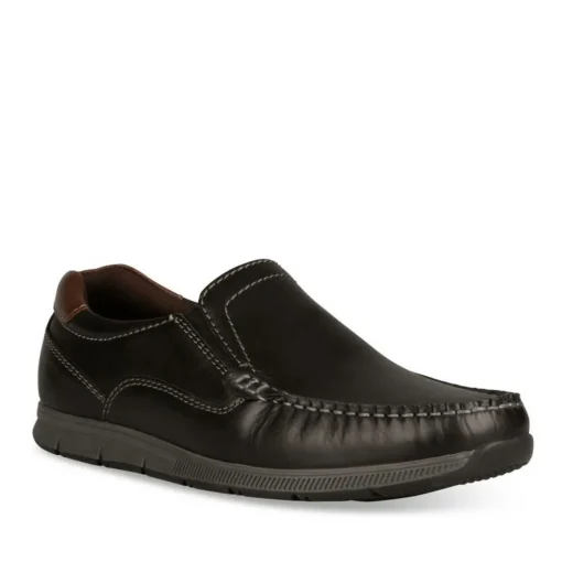 Mocassins NOIR Homme CUIR Motif Uni A Enfiler