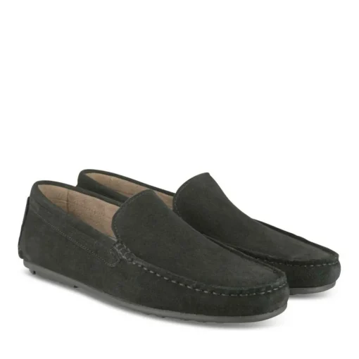 Mocassins NOIR Homme CUIR Motif Uni A Enfiler