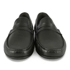 Mocassins NOIR Homme CUIR Motif Uni A Enfiler
