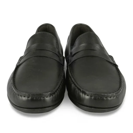 Mocassins NOIR Homme CUIR Motif Uni A Enfiler