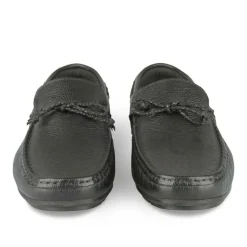 Mocassins NOIR Homme CUIR Motif Uni Lacets