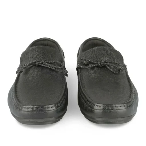 Mocassins NOIR Homme CUIR Motif Uni Lacets