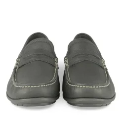 Mocassins NOIR Homme CUIR Motif Uni A Enfiler