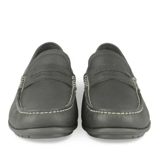 Mocassins NOIR Homme CUIR Motif Uni A Enfiler