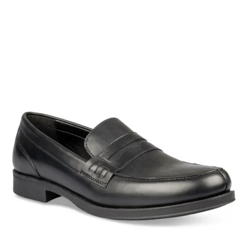Mocassins NOIR Homme CUIR Motif Uni A Enfiler