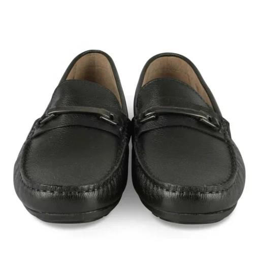 Mocassins NOIR Homme CUIR Motif Uni A Enfiler