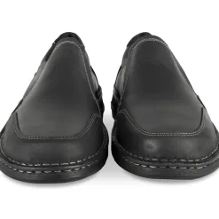 Mocassins NOIR Homme CUIR Motif Uni Elastique