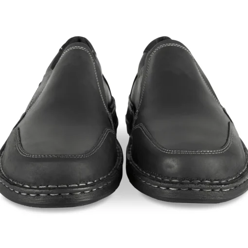 Mocassins NOIR Homme CUIR Motif Uni Elastique