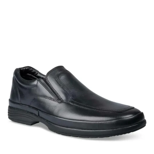 Mocassins NOIR Homme CUIR Motif Uni A Enfiler