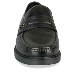 Mocassins NOIR Homme CUIR Motif Uni A Enfiler