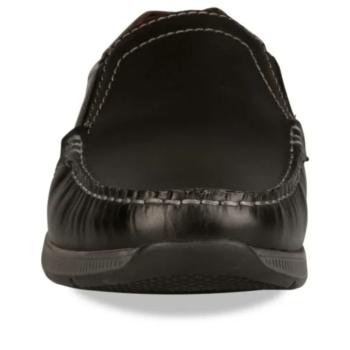 Mocassins NOIR Homme CUIR Motif Uni A Enfiler