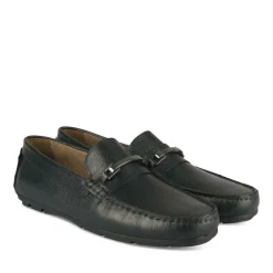 Mocassins NOIR Homme CUIR Motif Uni A Enfiler