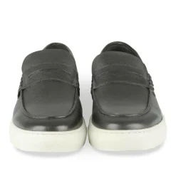 Mocassins NOIR Homme CUIR Motif Uni A Enfiler