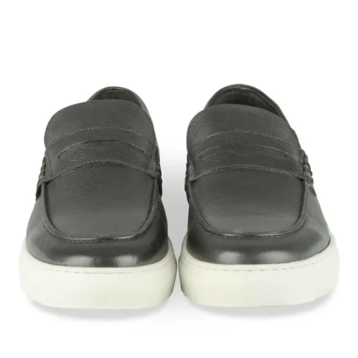 Mocassins NOIR Homme CUIR Motif Uni A Enfiler