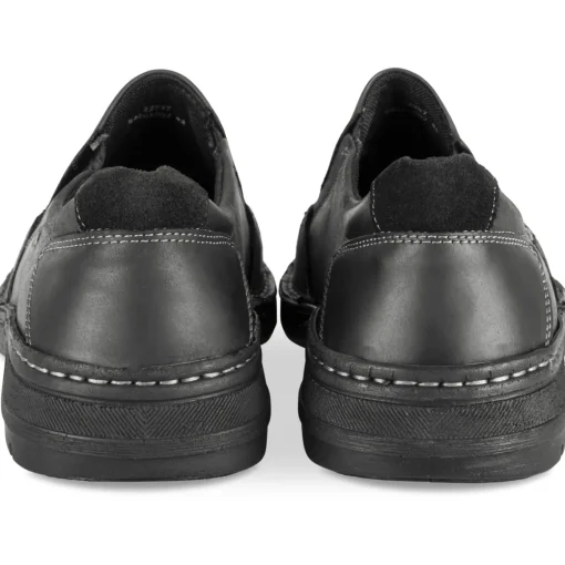 Mocassins NOIR Homme CUIR Motif Uni Elastique