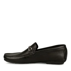 Mocassins NOIR Homme CUIR Motif Uni A Enfiler