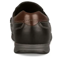 Mocassins NOIR Homme CUIR Motif Uni A Enfiler