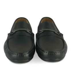 Mocassins NOIR Homme CUIR Motif Uni A Enfiler