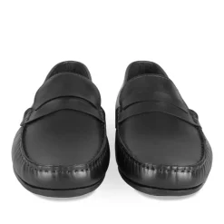 Mocassins NOIR Homme CUIR Motif Uni A Enfiler