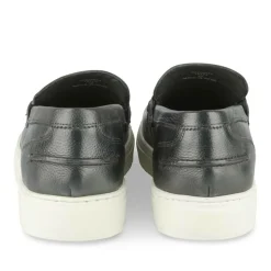 Mocassins NOIR Homme CUIR Motif Uni A Enfiler