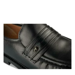 Mocassins NOIR Homme CUIR Motif Uni A Enfiler