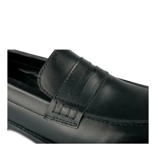 Mocassins NOIR Homme CUIR Motif Uni A Enfiler