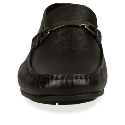 Mocassins NOIR Homme CUIR Motif Uni A Enfiler