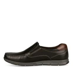 Mocassins NOIR Homme CUIR Motif Uni A Enfiler