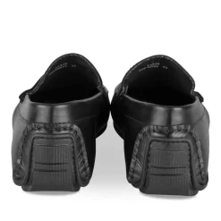 Mocassins NOIR Homme CUIR Motif Uni A Enfiler