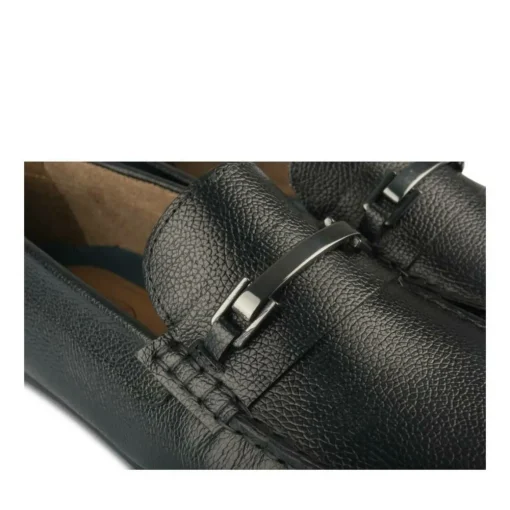 Mocassins NOIR Homme CUIR Motif Uni A Enfiler