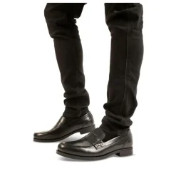 Mocassins NOIR Homme CUIR Motif Uni A Enfiler