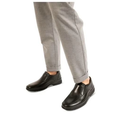 Mocassins NOIR Homme CUIR Motif Uni A Enfiler
