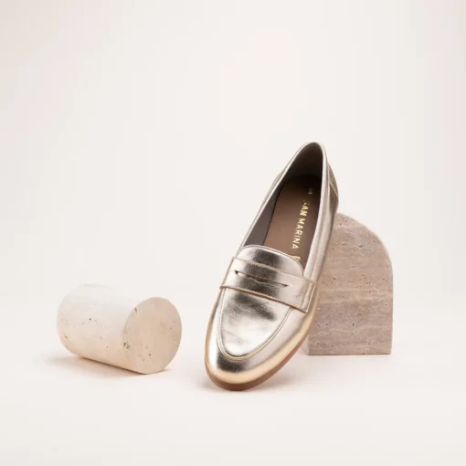 Mocassins OR Femme CUIR Motif Uni A Enfiler