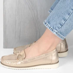 Mocassins OR Femme Motif Paillettes A Enfiler