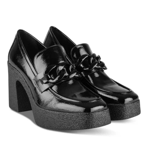 Mocassins Plateforme NOIR Femme Motif Uni A Enfiler