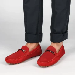 Mocassins ROUGE Homme CUIR Motif Uni A Enfiler