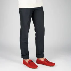 Mocassins ROUGE Homme CUIR Motif Uni A Enfiler
