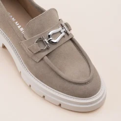 Mocassins TAUPE Femme CUIR Motif Chaîne A Enfiler